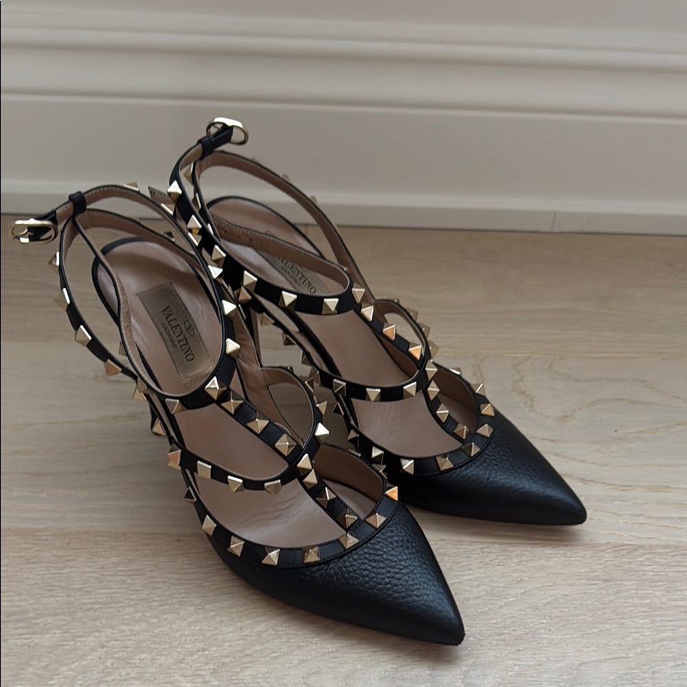 Valentino Black Rockstud caged heels